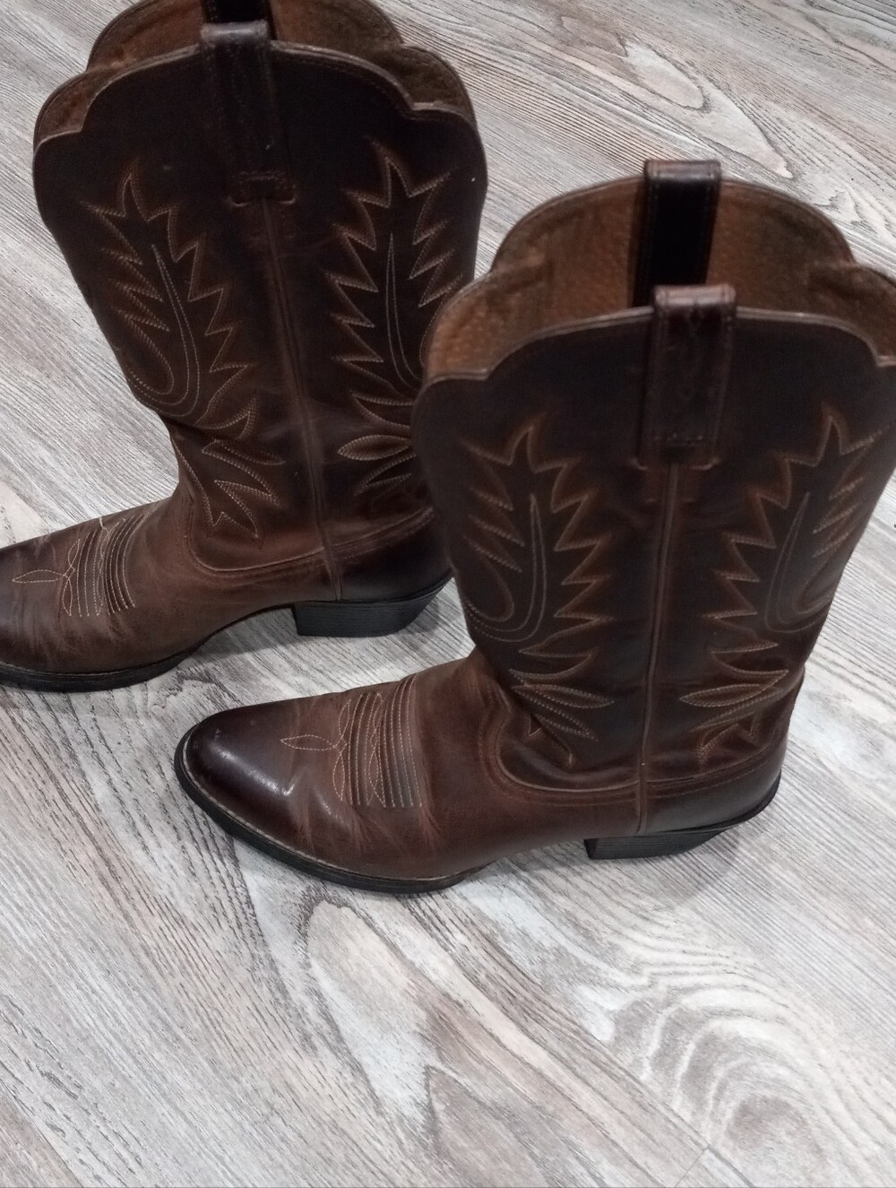 Ariat Western Embroidered Men's Brown Leather Cowboy Bootw Style Size 6.5 - Picture 8 of 16